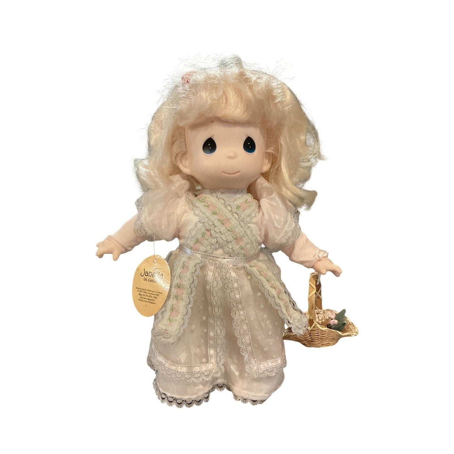 Precious Moments Janelle 1st Edition Vintage 1997 Doll with Flower Basket