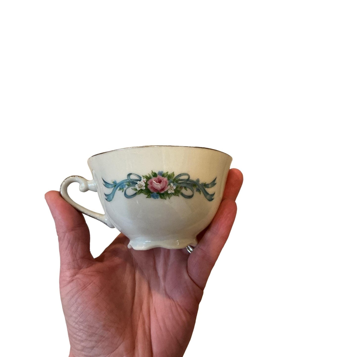 25th Anniversary Porcelain Cup & Saucer Set With Blue Bell Floral Design