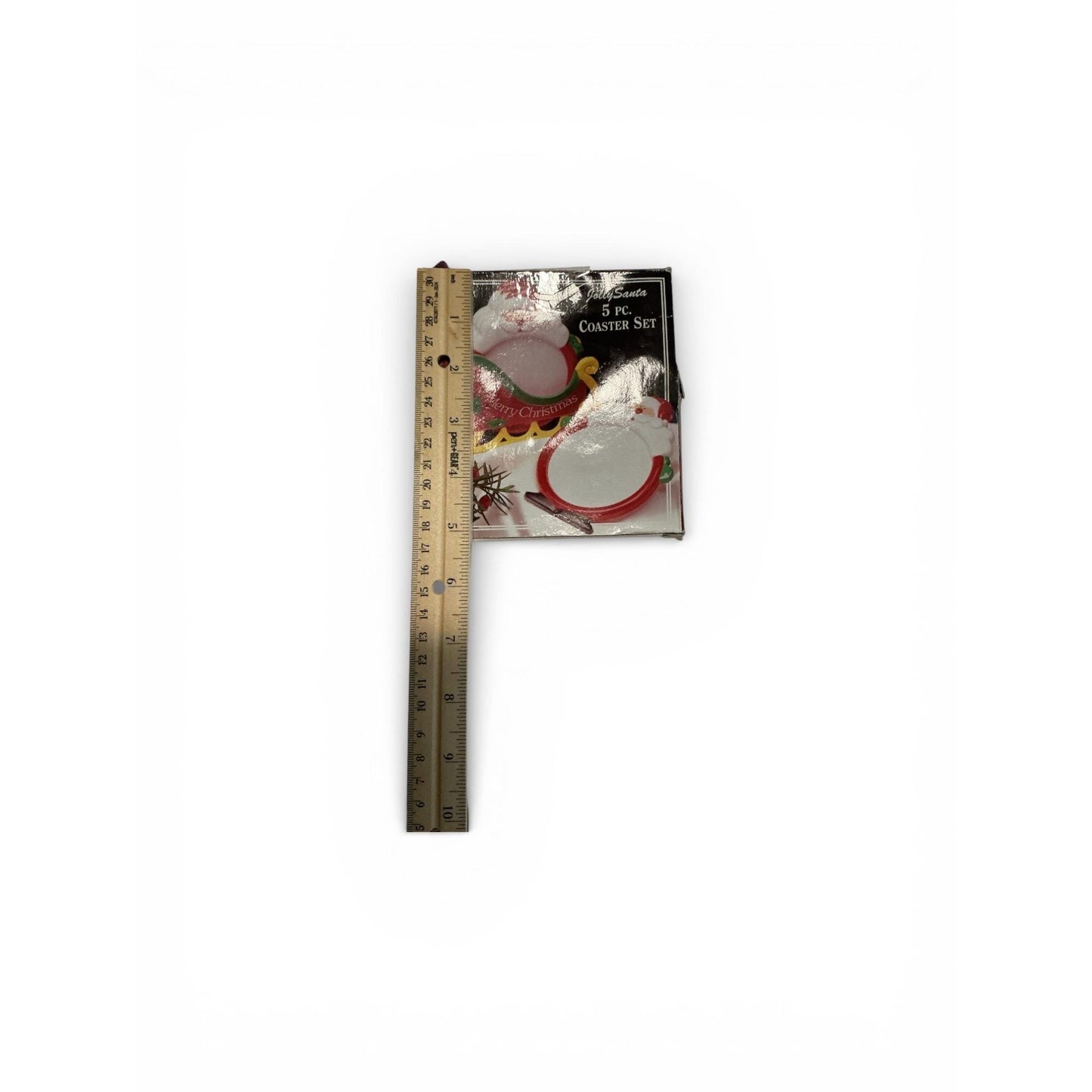 Jolly Santa 5-Piece Christmas Coaster Set With Sleigh Holder