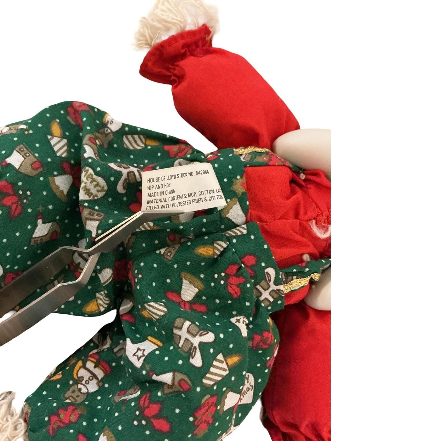 Vintage TL Toys 1995 Christmas Bunny Rabbit Plush Green Red Holiday Doll 10"