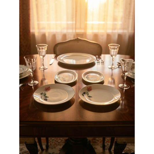 Cunningham & Pickett Rose Pattern Dinnerware Set - 7" 8" 11.25" Plates - Vintage China Collectible Tableware