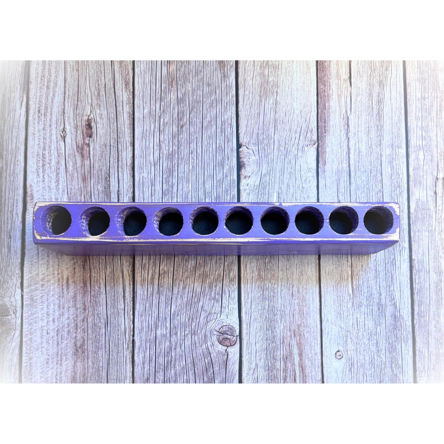 Custom Wooden Essential Oil Holder - Handmade, Hand-Painted Stand for 10 Roller Bottles or 5ml Oils - Personalized Custom Colors & Wording