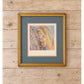 Nancy Noel Vintage Framed Art Print Girl with Cat and Quilts Gold Ornate Frame