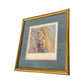 Nancy Noel Vintage Framed Art Print Girl with Cat and Quilts Gold Ornate Frame