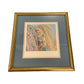 Nancy Noel Vintage Framed Art Print Girl with Cat and Quilts Gold Ornate Frame