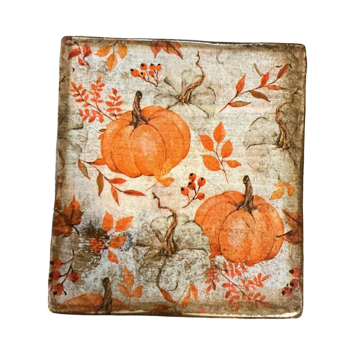 Handmade Fall Pumpkin Wood Pedestal Riser Rustic Autumn Farmhouse Decor Stand
