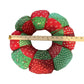 Vintage Quilted Patchwork Puff Wreath Red Green Floral Calico Christmas 15"