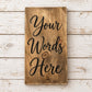Personalized Wood Sign, Custom Wording & Font, Distressed Walnut and White Wall Decor, 16 x 9.25 Inches