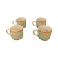 Migo Italian Hand Painted Designs Sage Green Striped Coffee Mugs Set of 4