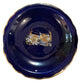 Vintage Cobalt Blue Peacock Pitcher and Saucer Set Gold Trim Chinoiserie Floral