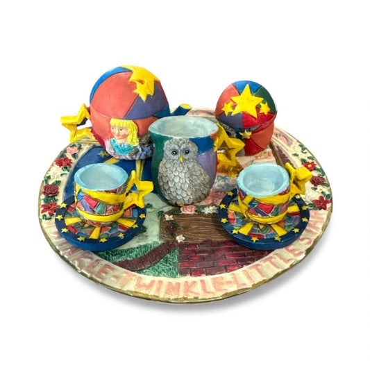 Vintage Twinkle Star Ceramic Tea Set, Hand-Painted Decorative Plate