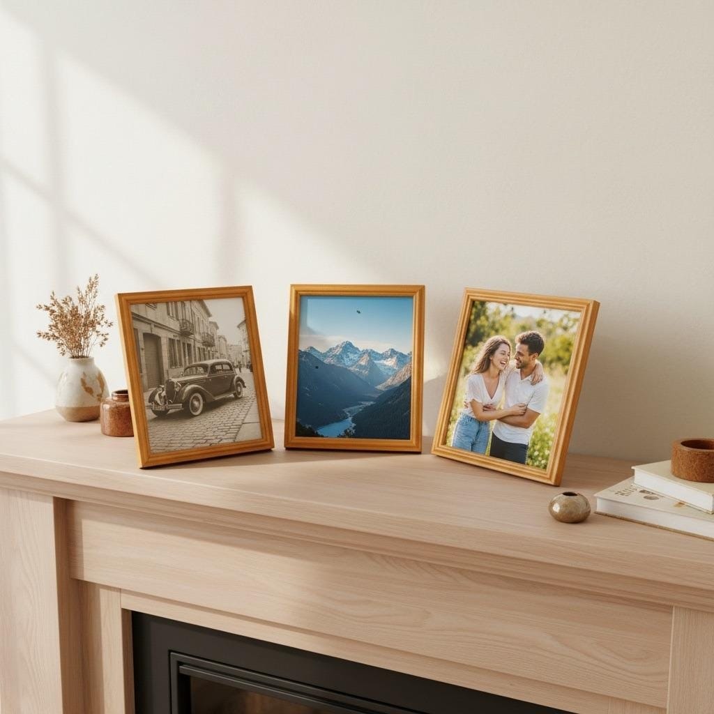 Set Of 3 Vintage Kmart Wooden Photo Frames 11" X 9.25" Display Horizontal Or Vertical