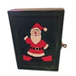 Vintage Wooden Christmas Santa Claus Box With Hinged Lid & Lock Closure