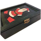 Vintage Wooden Christmas Santa Claus Box With Hinged Lid & Lock Closure