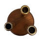 Vintage Wood Triple Taper Candle Holder Tiered Candelabra Brown Brass Accents