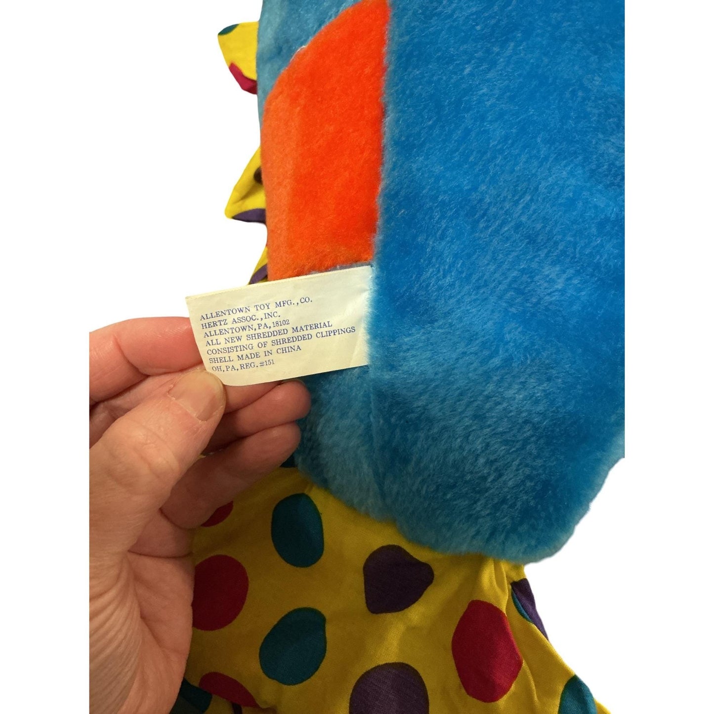 Allentown Toy Co. 1995 Plush Clownfish Stuffed Animal With Polka Dot Accents