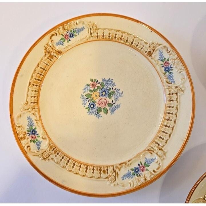 Vintage Maruhon Ware Hand Painted Japan Plates With Floral Design Set Of 3