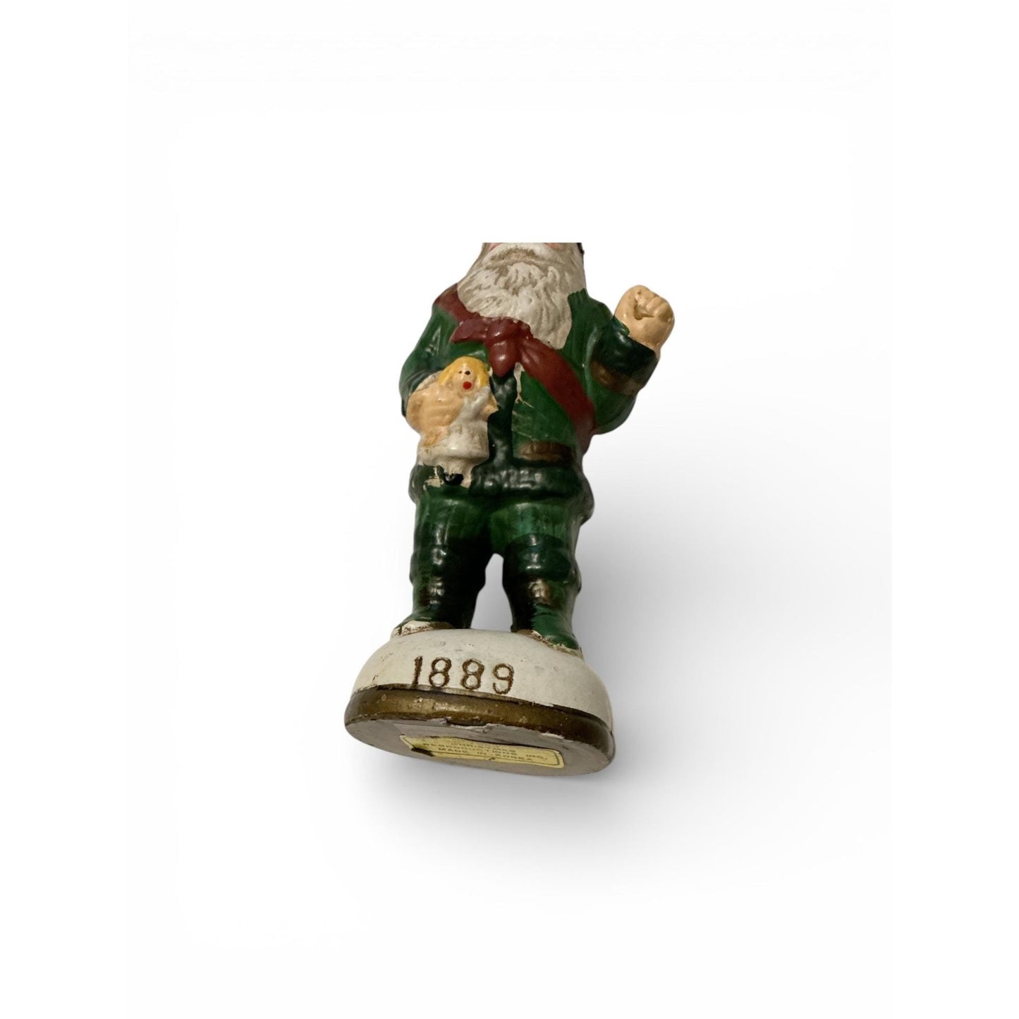 Vintage 1889 Santa Claus Figurine By Christmas Reproductions Inc Made In Korea 5" Tall Green & Red
