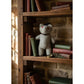 Vintage Handmade Plaid Fabric Teddy Bear 16" With Navy Bow & Red Features