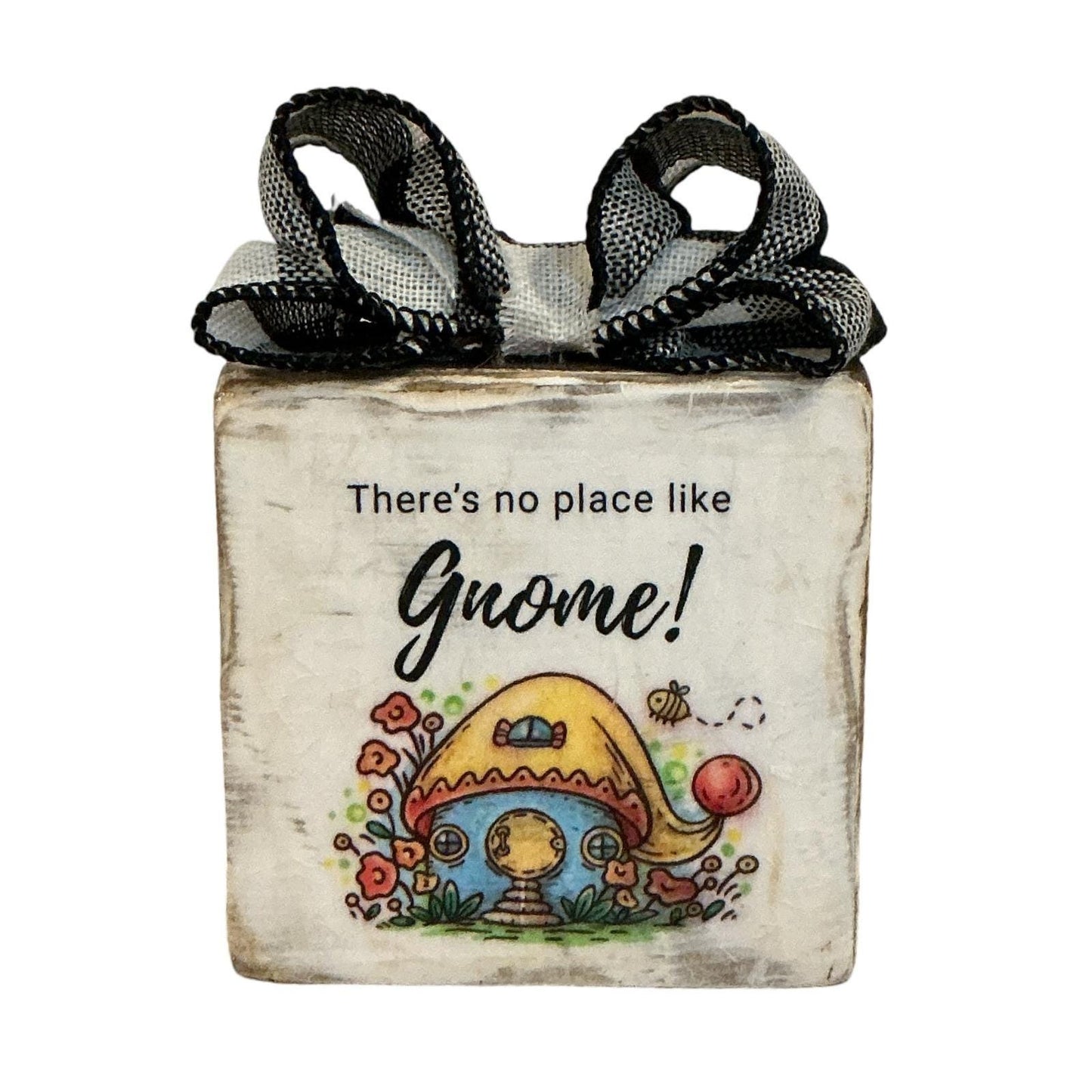 Rustic Wood Sign There's no place like Gnome Mushroom House Tiered Tray