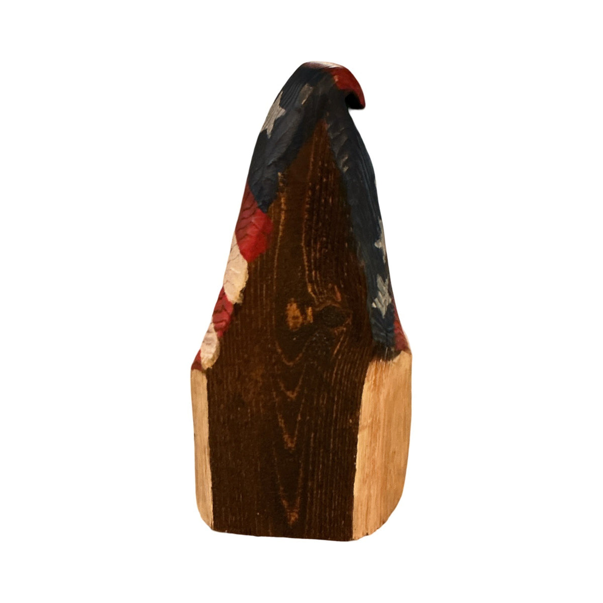 Hand-Carved Patriotic Wooden Gnome Sculpture With American Flag Hat - Rustic Home Decor - 14" Tall