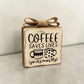 Coffee Saves Lives Yours Mostly Rustic Wood Block Sign Burlap Bow Farmhouse