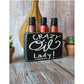 Crazy Oil Lady Wooden Essential Oil Holder 3 Hole Rustic Distressed Black Sign