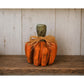 Handmade Rustic Carved Wood Pumpkin Fall Decor Orange 7.5" Figurine
