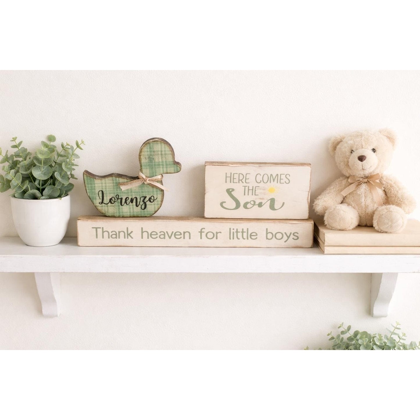 Rustic Wood Baby Shower Signs: Here Comes The Son, Duck Decor, Little Boy Nursery