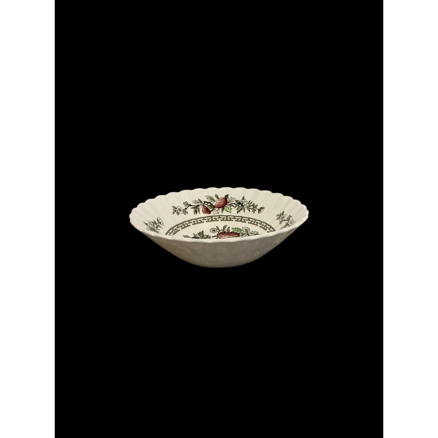 Churchill Kashmir Scalloped Edge Bowl 6.5" Diameter Classic White Floral Made In England Fine Stoneware