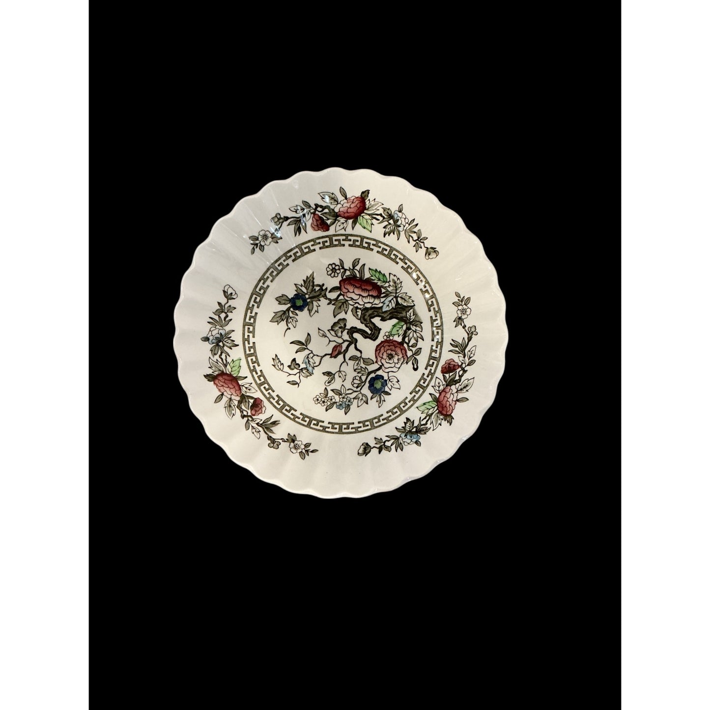 Churchill Kashmir Scalloped Edge Bowl 6.5" Diameter Classic White Floral Made In England Fine Stoneware