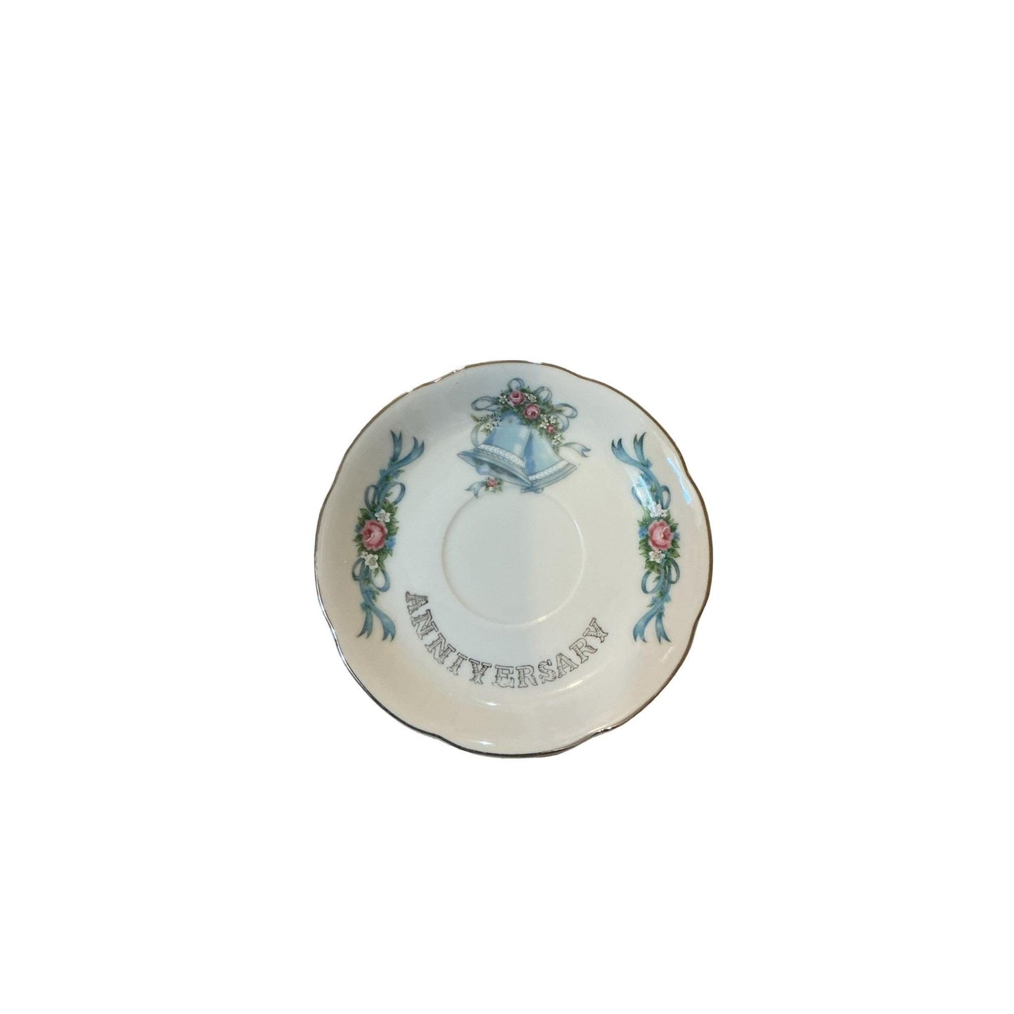 25th Anniversary Porcelain Cup & Saucer Set With Blue Bell Floral Design