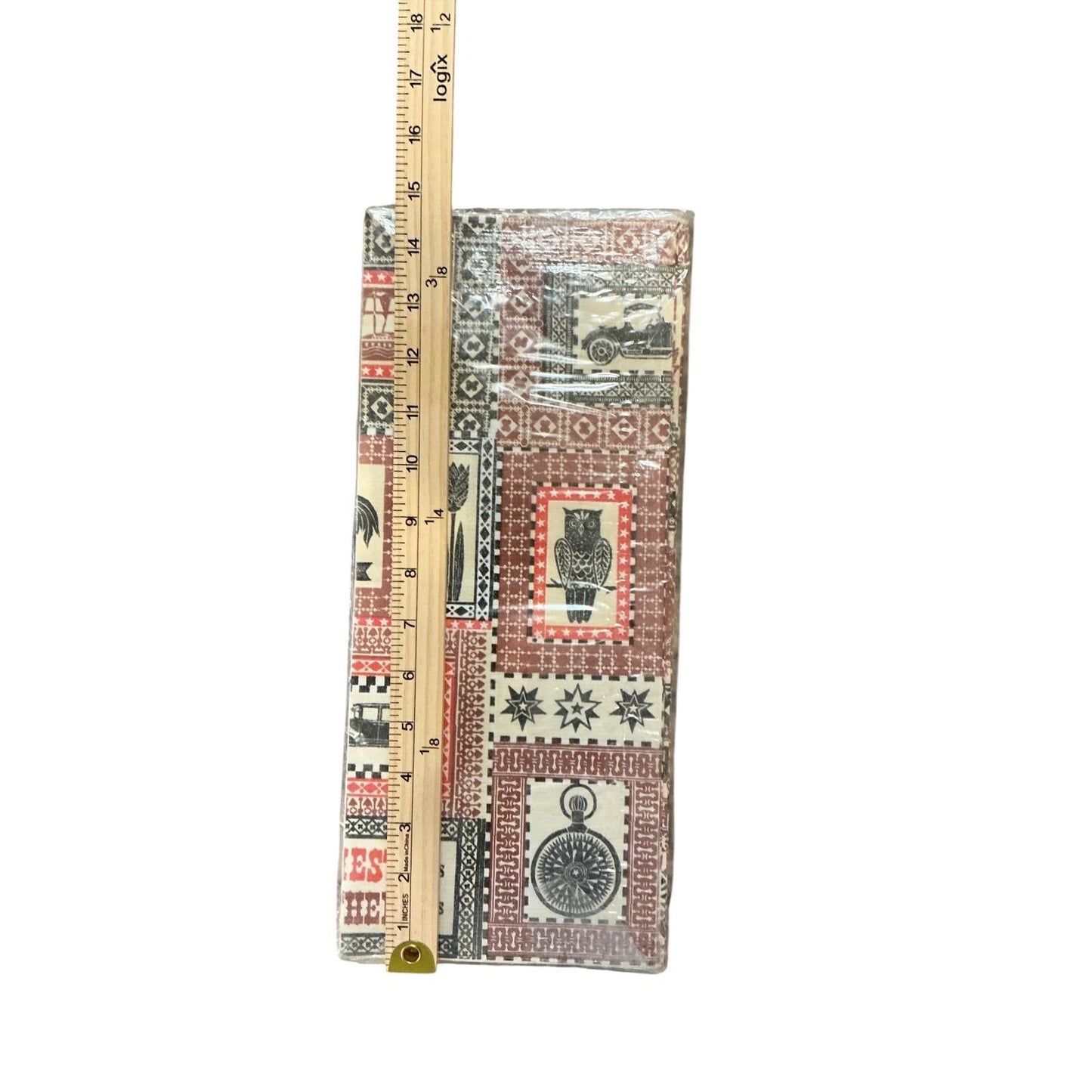 Vintage Americana Folk Art Wrapping Paper Sheets Poor Richards Almanack 15x6.5