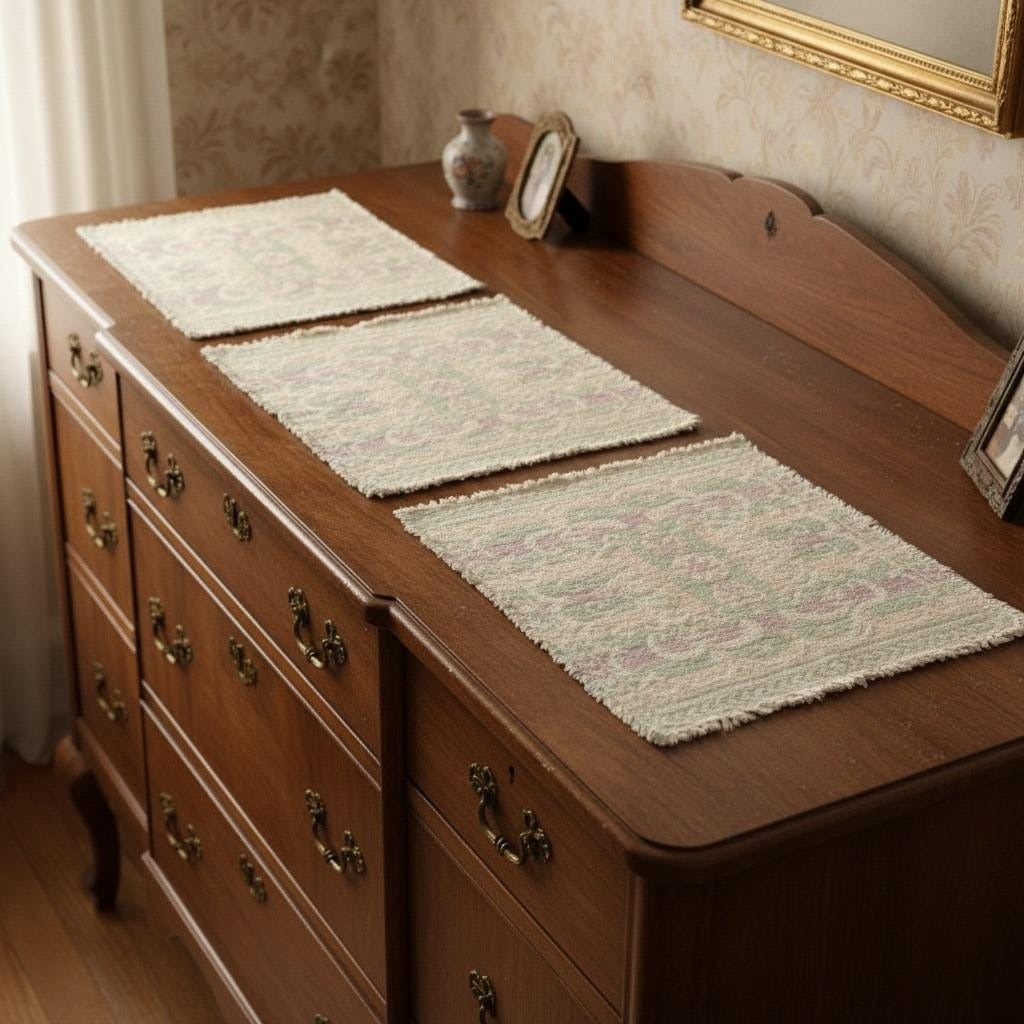 Bohemian Woven Cotton Placemats Set Of 6 Pastel Floral Rustic 16.5 x 11.5 Inches