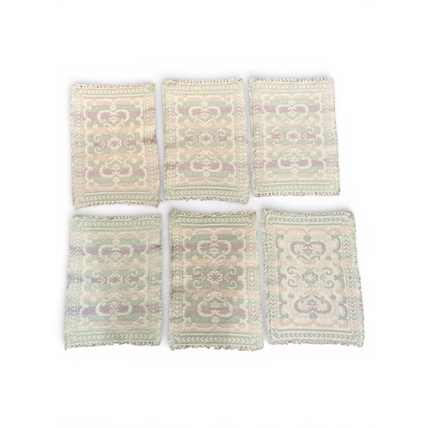 Bohemian Woven Cotton Placemats Set Of 6 Pastel Floral Rustic 16.5 x 11.5 Inches