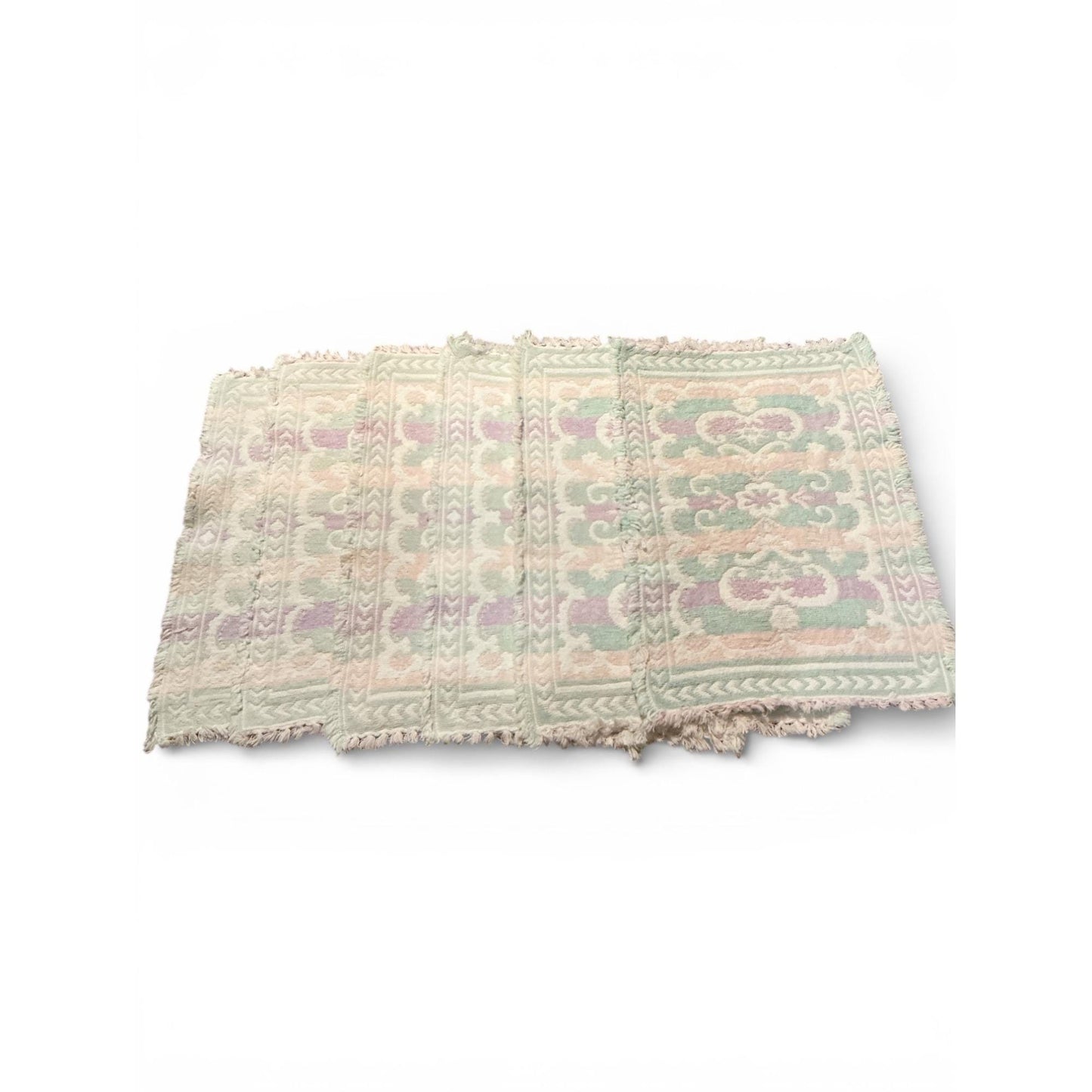 Bohemian Woven Cotton Placemats Set Of 6 Pastel Floral Rustic 16.5 x 11.5 Inches