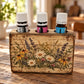 Handmade Wooden Essential Oil Holder With Floral Design For 3 Bottles Fits 5ml & 10ml Rustic Decor Display