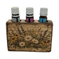 Handmade Wooden Essential Oil Holder With Floral Design For 3 Bottles Fits 5ml & 10ml Rustic Decor Display