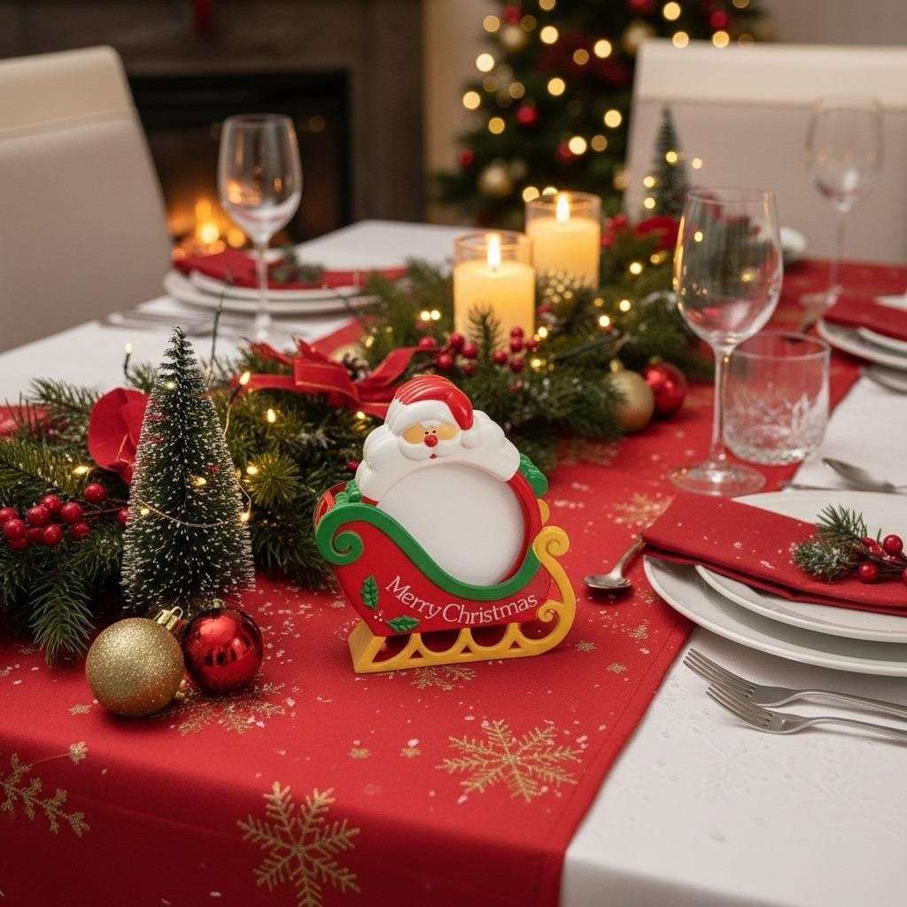 Jolly Santa 5-Piece Christmas Coaster Set With Sleigh Holder