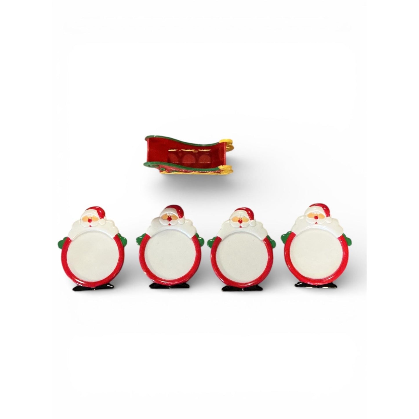 Jolly Santa 5-Piece Christmas Coaster Set With Sleigh Holder