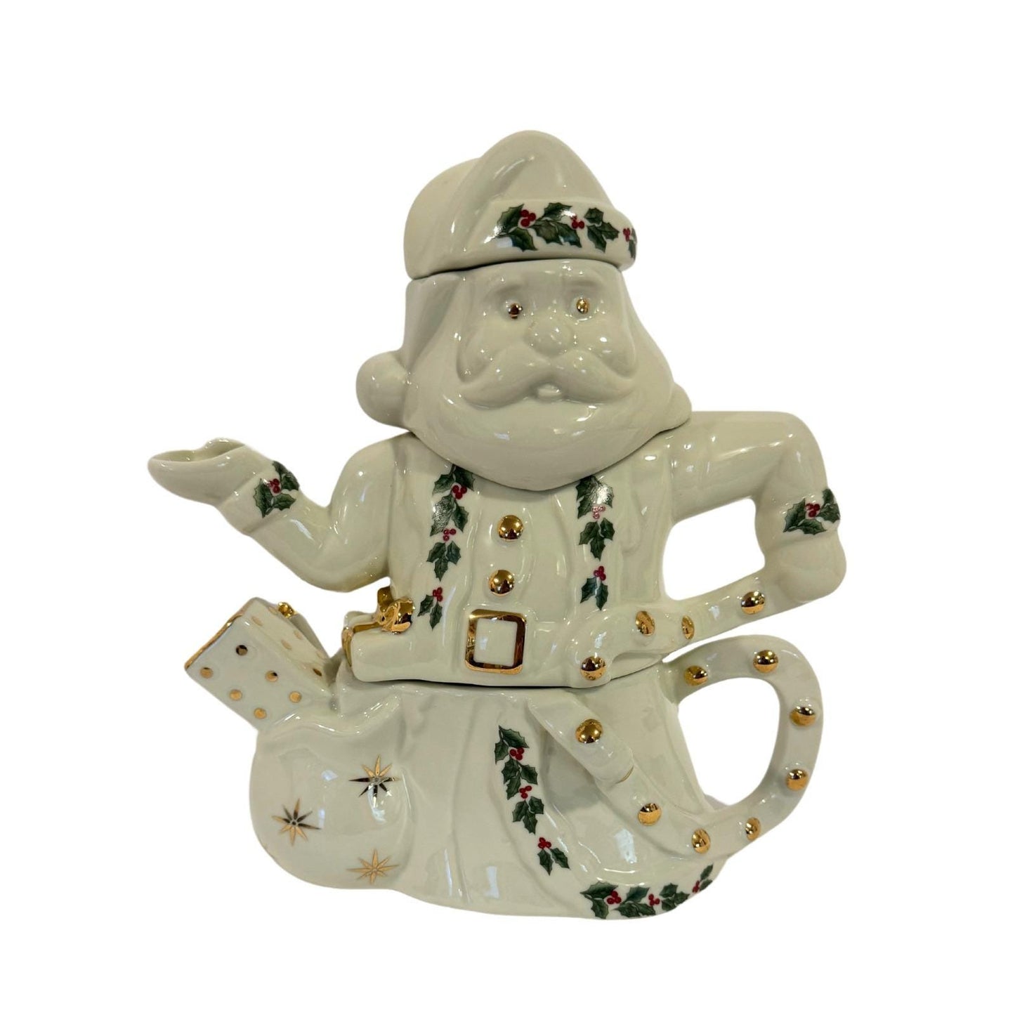 Vintage Madison & Max Holly Collection Santa Stacking Teapot with Sugar  Cream