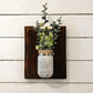 Handmade Rustic Wood Wall Sconce Gray Ball Mason Jar Floral Decor 11x9