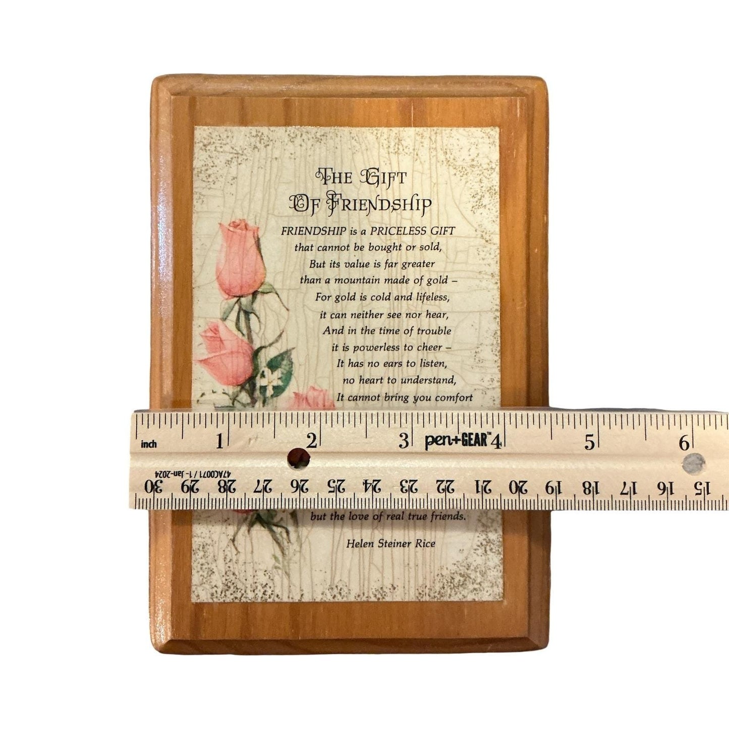 Wooden Friendship Plaque Helen Steiner Rice Poem Rose Art Gift Decor
