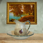 Vintage Ceramic Pitcher with Saucer Plate – Beige with Apple Design