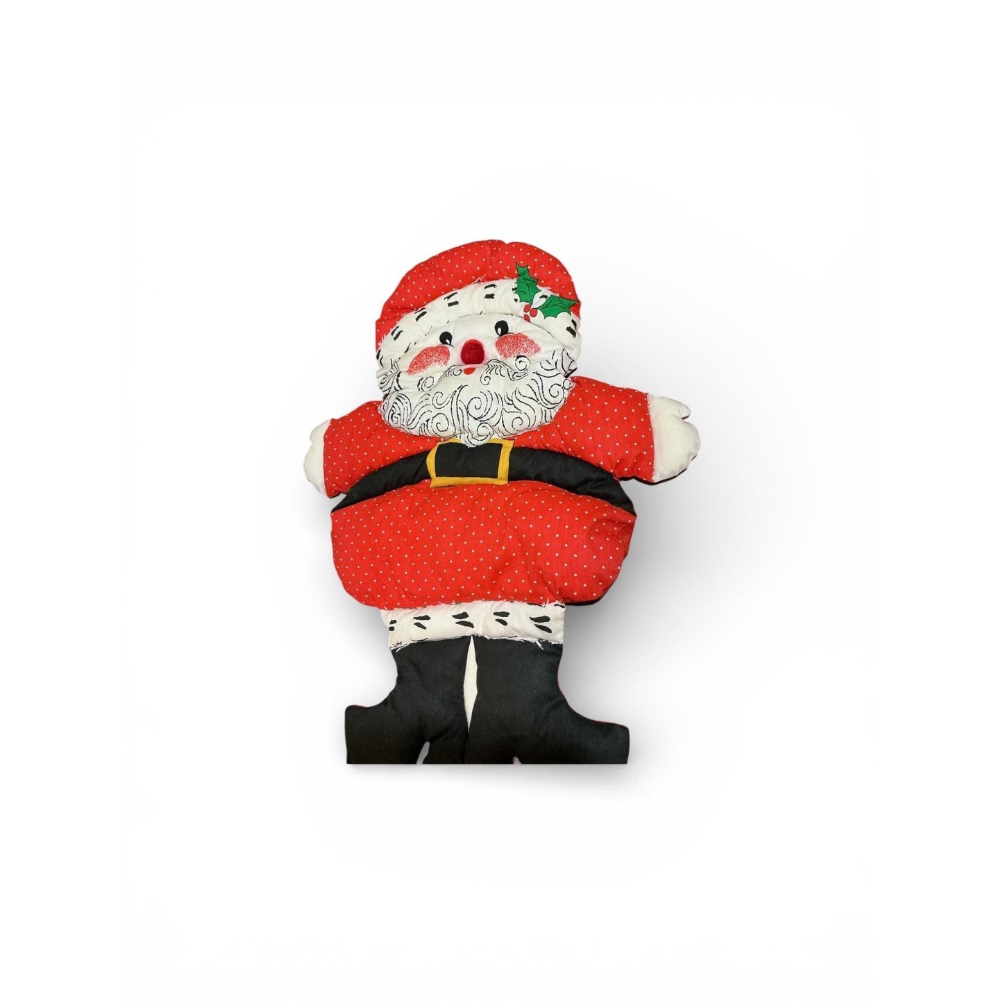 Vintage Handmade Santa Door Hanging, Polka Dot Fabric