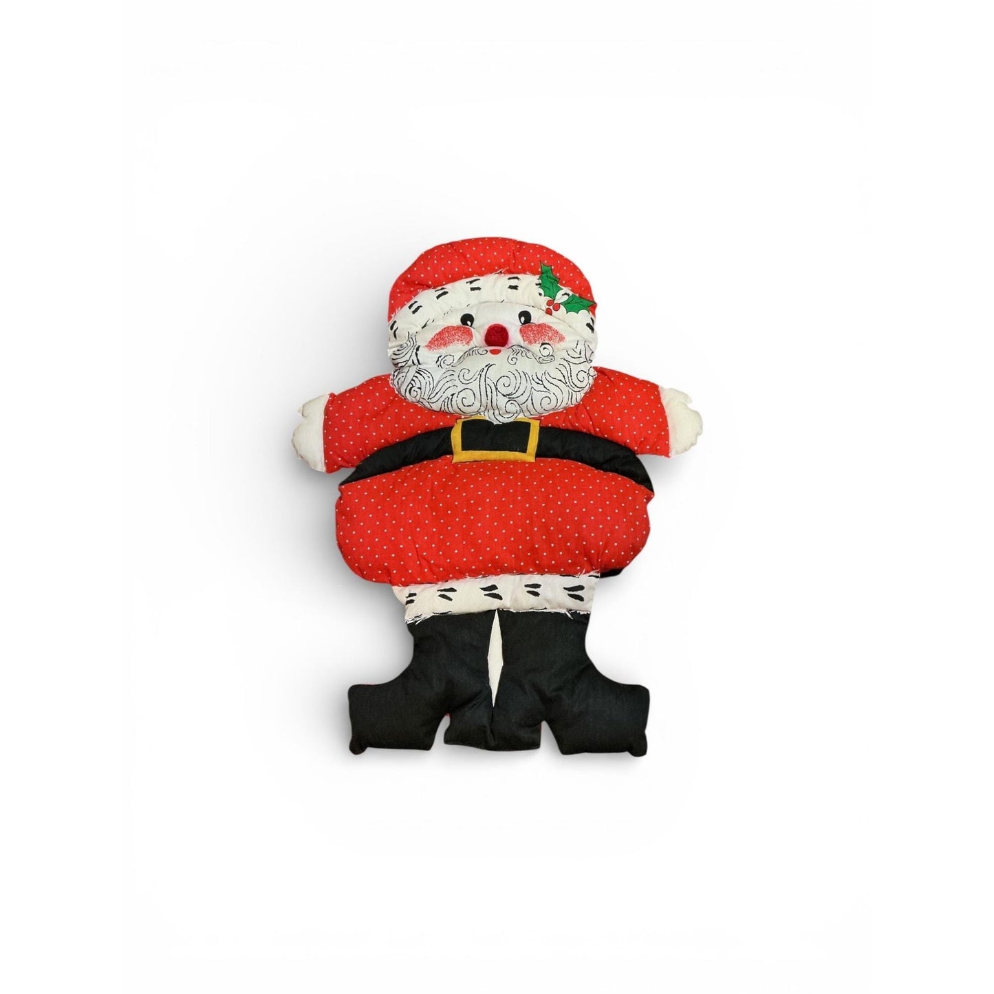 Vintage Handmade Santa Door Hanging, Polka Dot Fabric