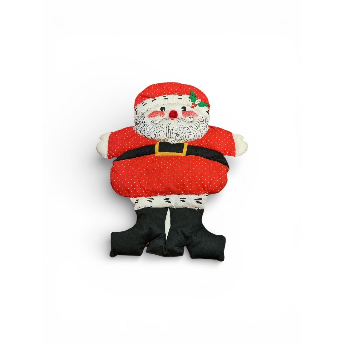 Vintage Handmade Santa Door Hanging, Polka Dot Fabric
