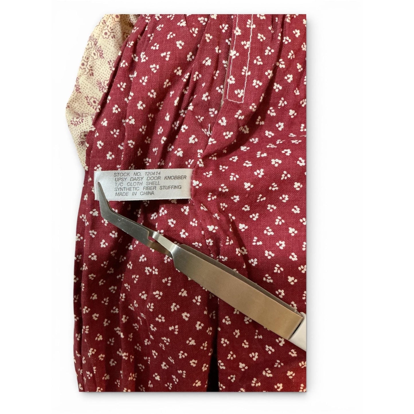 House Of Lloyd 1993 Upsy Daisy Door Knobber Vintage Cloth Rag Doll 16" Burgundy & Cream