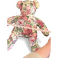 Floral Upholstered Teddy Bear With Pink Bow 15" Handmade Decorative Plush Keepsake