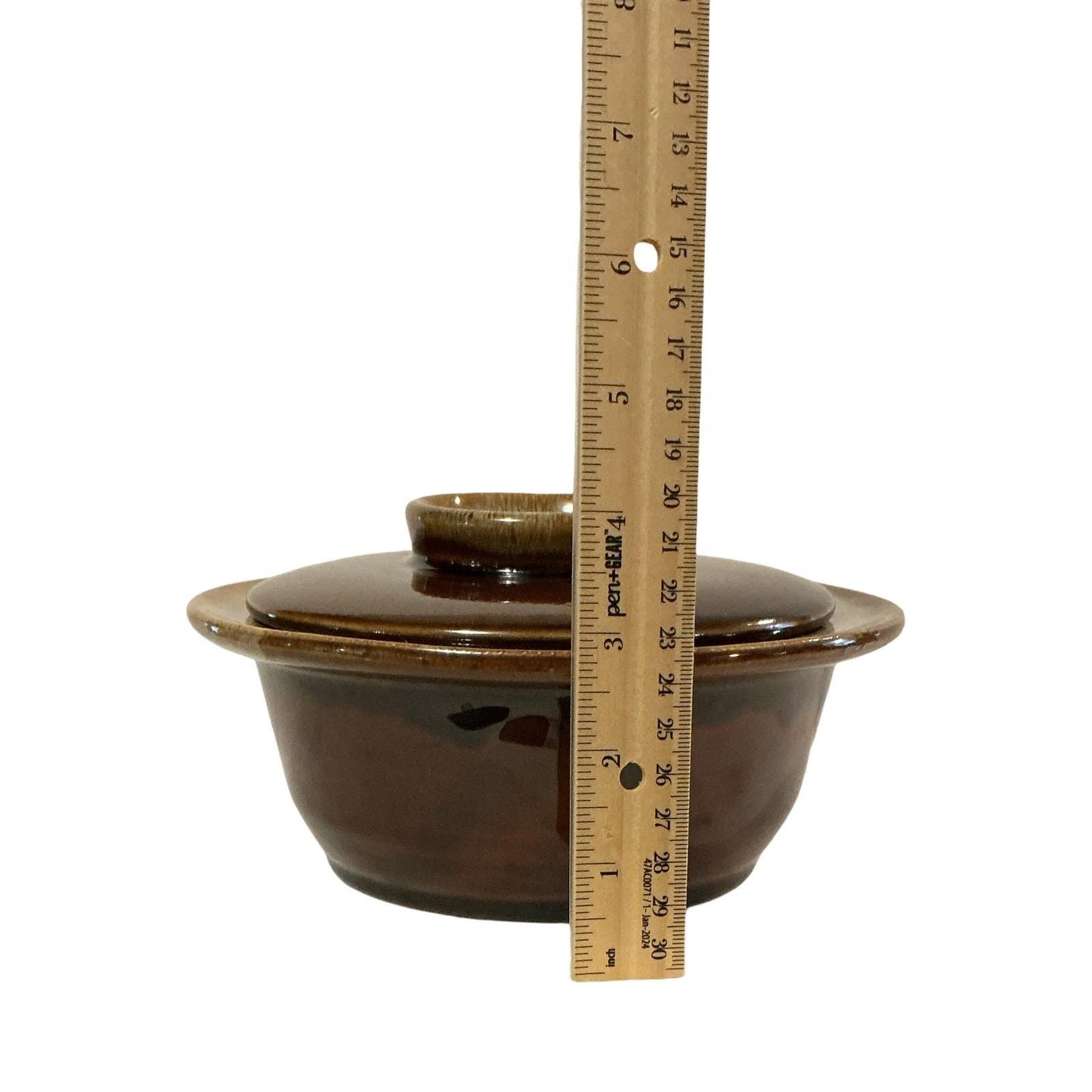 Hermitage Pottery Drip Glaze Covered Server Brown Stoneware TX306 Vintage 1998
